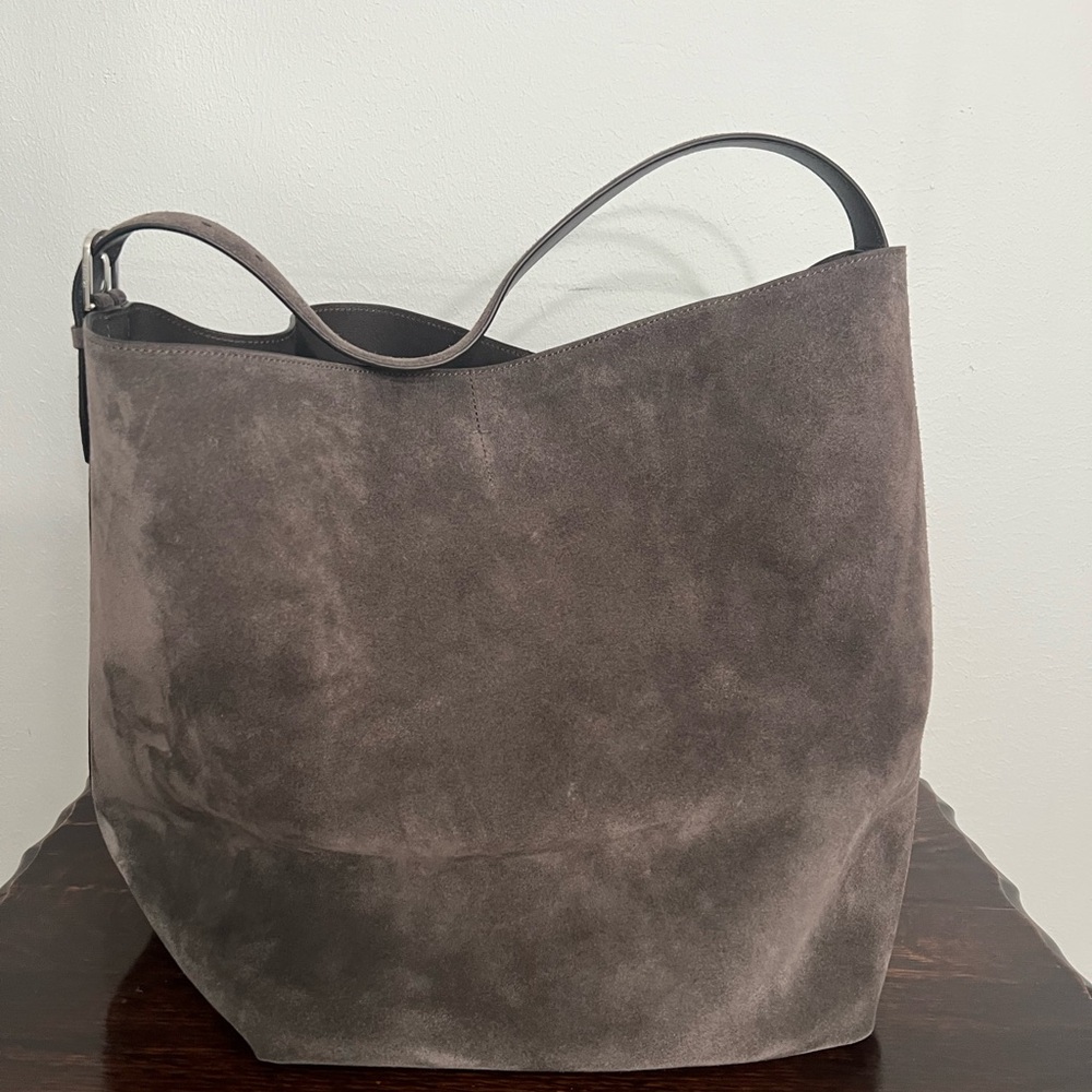 Toteme Belted Tote in granite, 100% cow leather suede. NWT